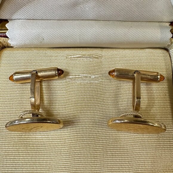 Vintage Krementz Gold Plated "C" Monogrammed Cuff Links in Box - Picture 10 of 12
